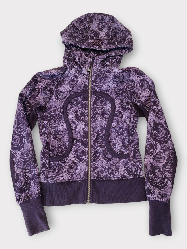 Lululemon Scuba Hoodie Women 4 Stretch Rose Herringbone Printed Deep  Zinfandel