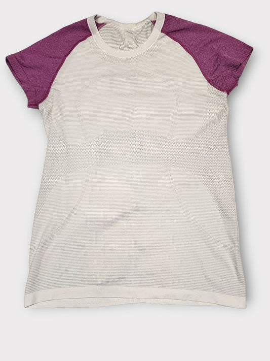 Size 12 - Lululemon Run: Swiftly Tech Short Sleeve White / Ultra Violet